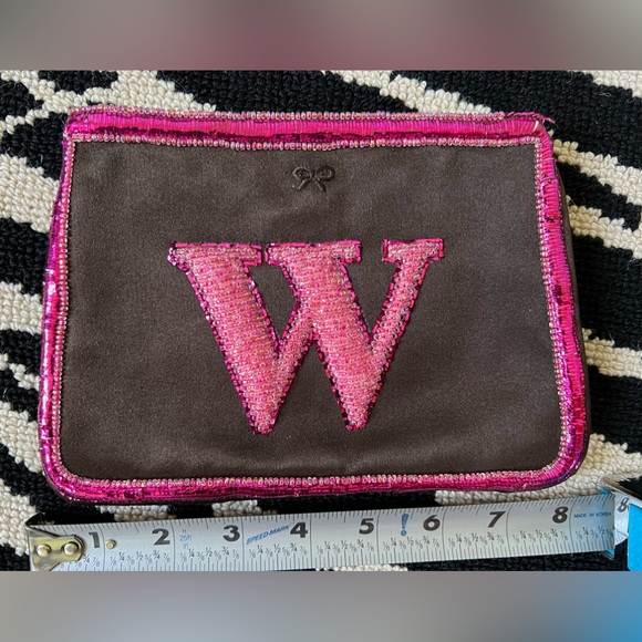 ANYA HINDMARCH small silk zip purse/ pouch with metallic threading and beadwork - Picture 6 of 7